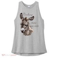 Donkeys Make Me Smile Cute Miniature DonkeyTail Lovers Ladies PosiCharge Tri-Blend Wicking Tank thumb 0