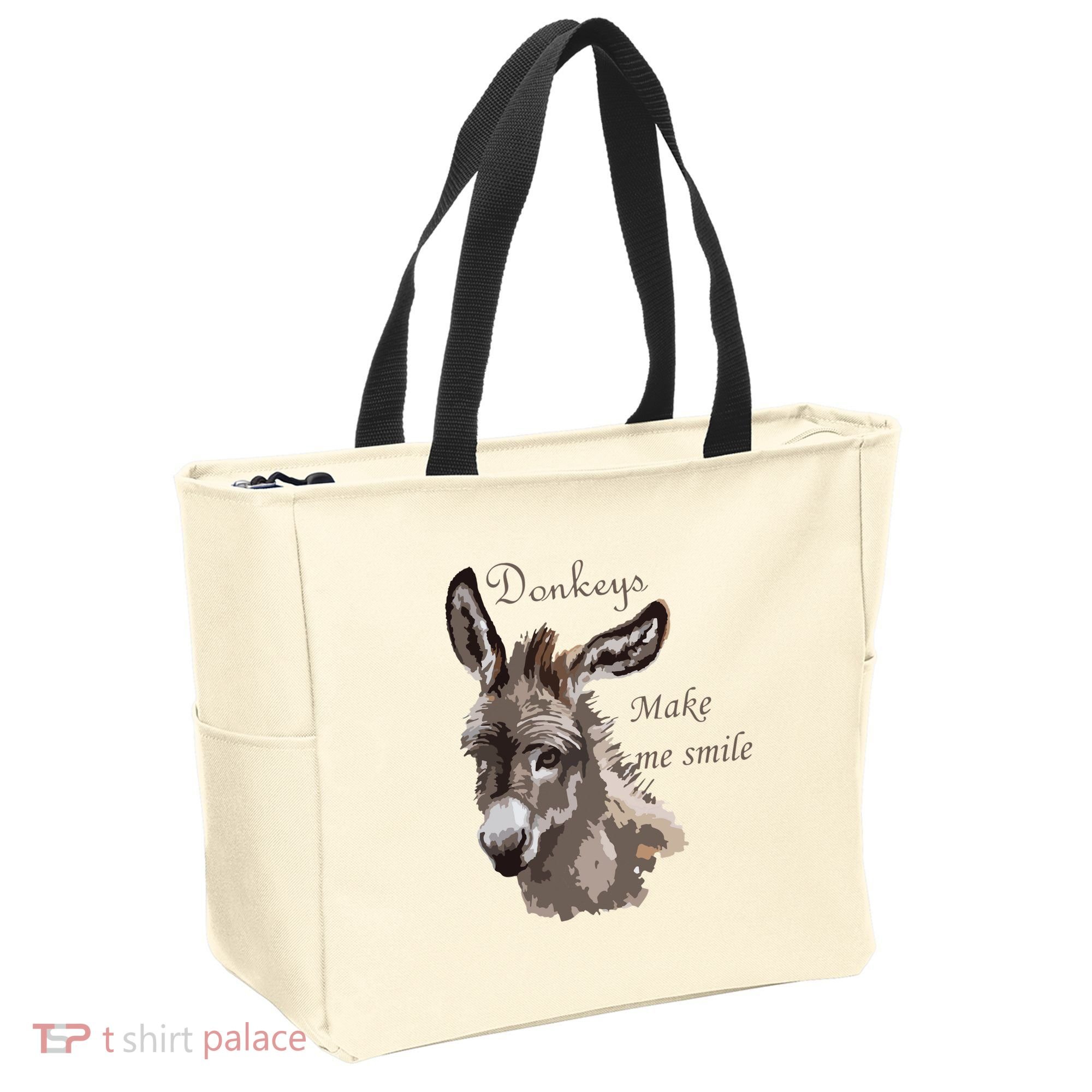 Donkeys Make Me Smile Cute Miniature DonkeyTail Lovers Tote Bag