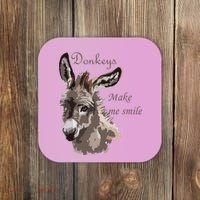 Donkeys Make Me Smile Cute Miniature DonkeyTail Lovers Coaster thumb 0