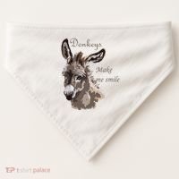 Donkeys Make Me Smile Cute Miniature DonkeyTail Lovers USA-Made Doggie Bandana thumb 0