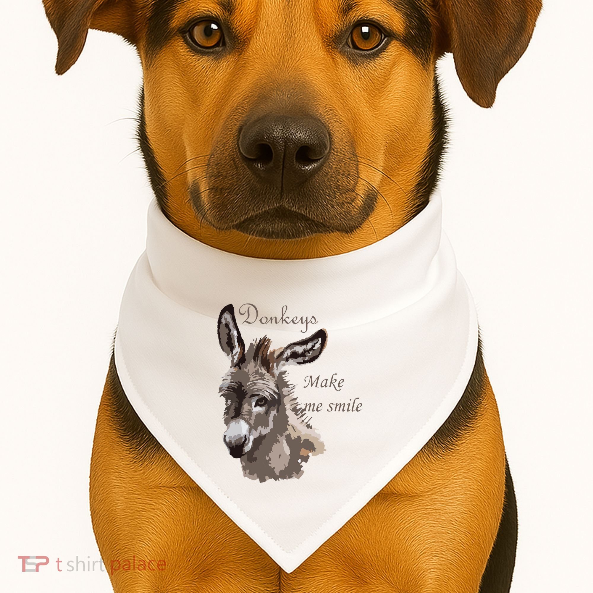 Donkeys Make Me Smile Cute Miniature DonkeyTail Lovers USA-Made Doggie Bandana