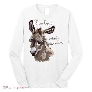 Donkeys Make Me Smile Cute Miniature DonkeyTail Lovers Long Sleeve Shirt
