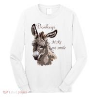 Donkeys Make Me Smile Cute Miniature DonkeyTail Lovers Long Sleeve Shirt thumb 0