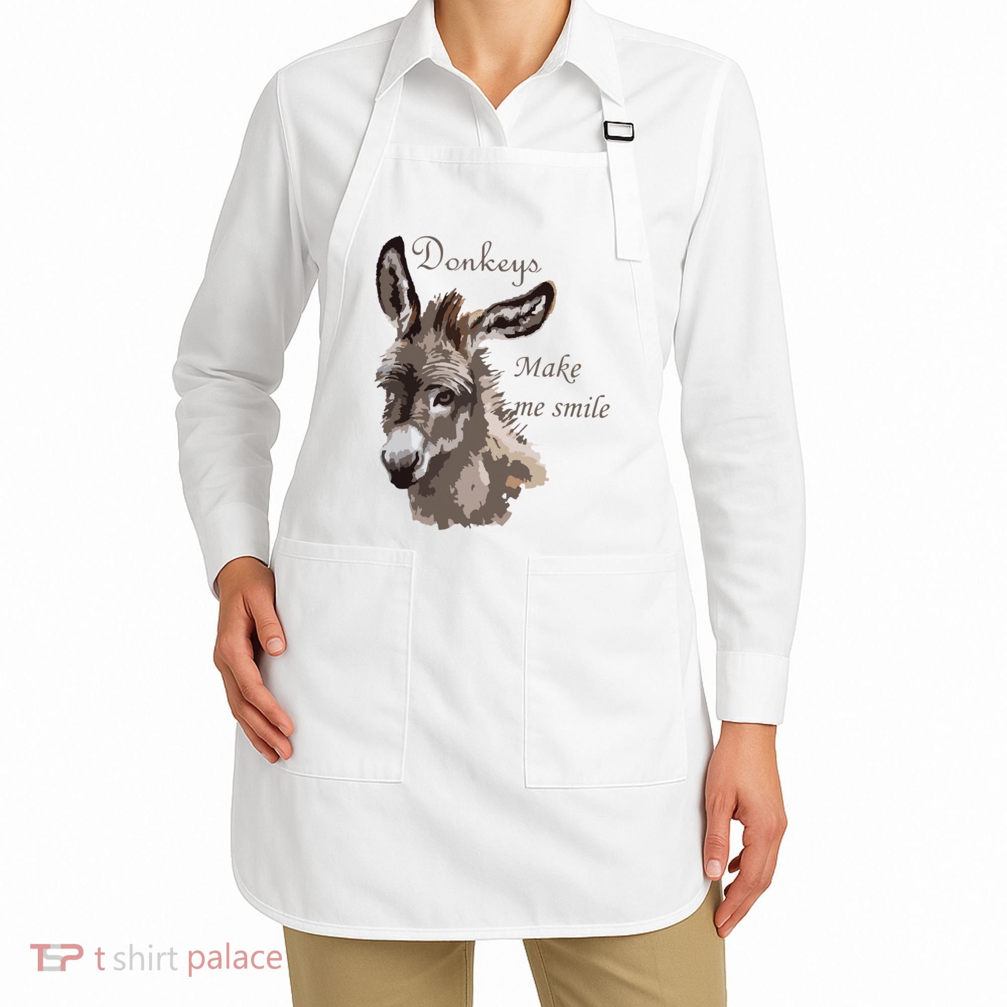 Donkeys Make Me Smile Cute Miniature DonkeyTail Lovers Apron