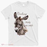 Donkeys Make Me Smile Cute Miniature DonkeyTail Lovers T-Shirt thumb 0