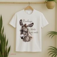 Donkeys Make Me Smile Cute Miniature DonkeyTail Lovers T-Shirt thumb 2