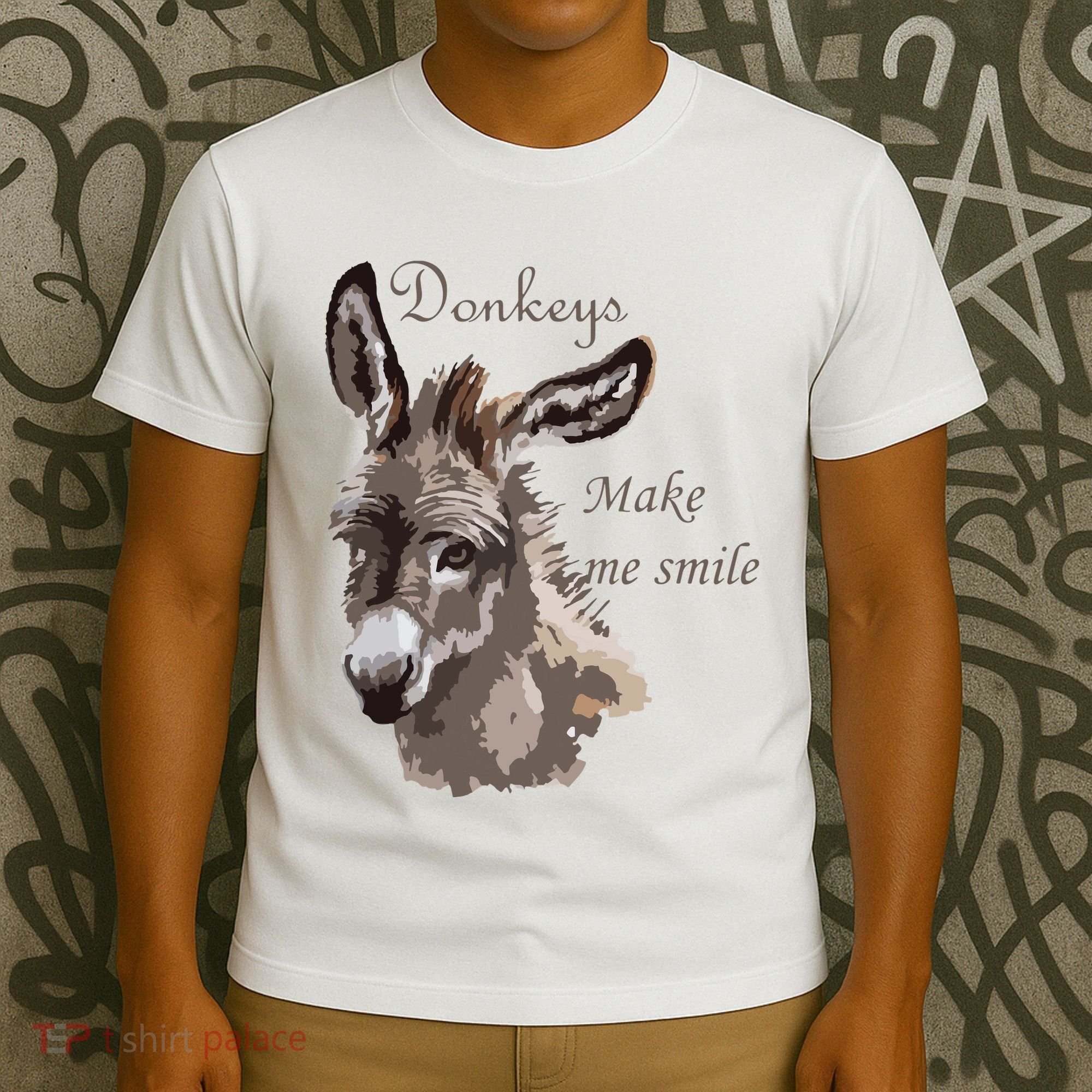 Donkeys Make Me Smile Cute Miniature DonkeyTail Lovers T-Shirt