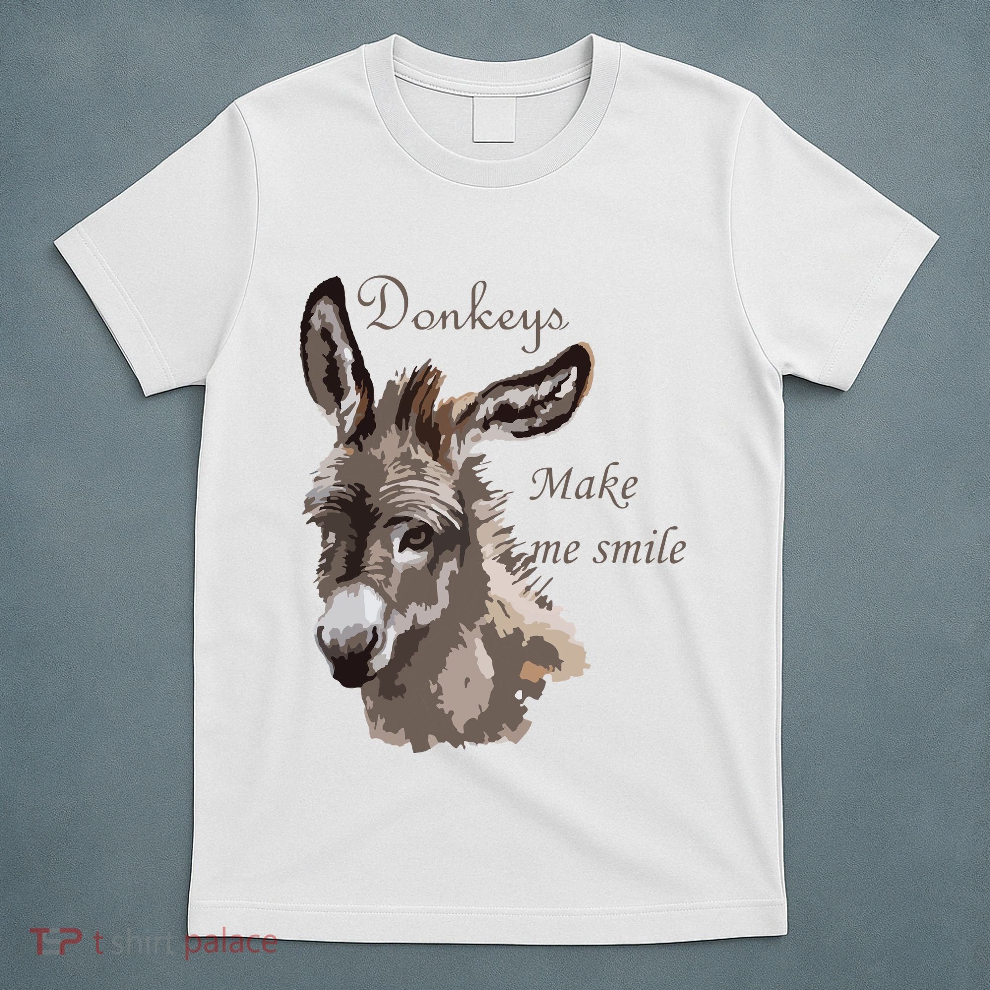 Donkeys Make Me Smile Cute Miniature DonkeyTail Lovers T-Shirt