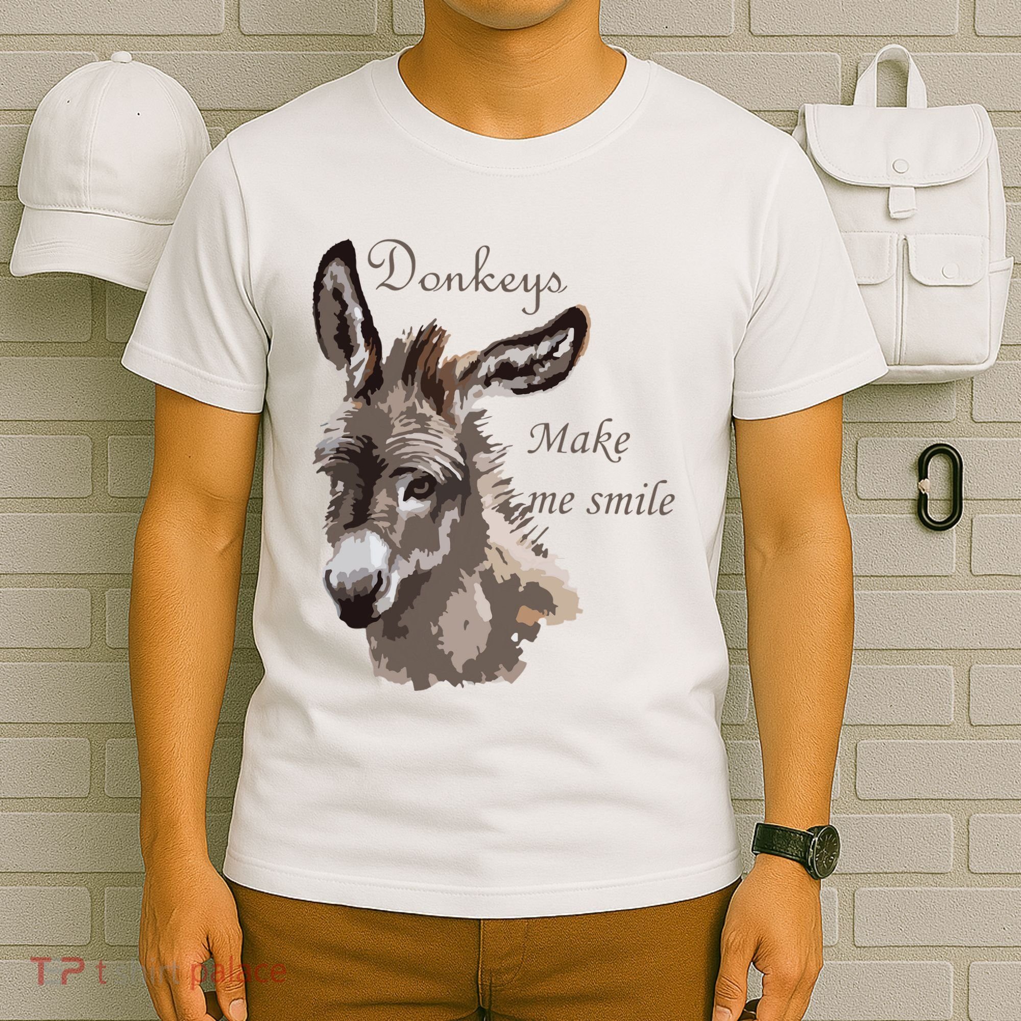 Donkeys Make Me Smile Cute Miniature DonkeyTail Lovers T-Shirt