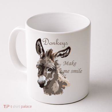 Donkeys Make Me Smile Cute Miniature DonkeyTail Lovers Coffee Mug