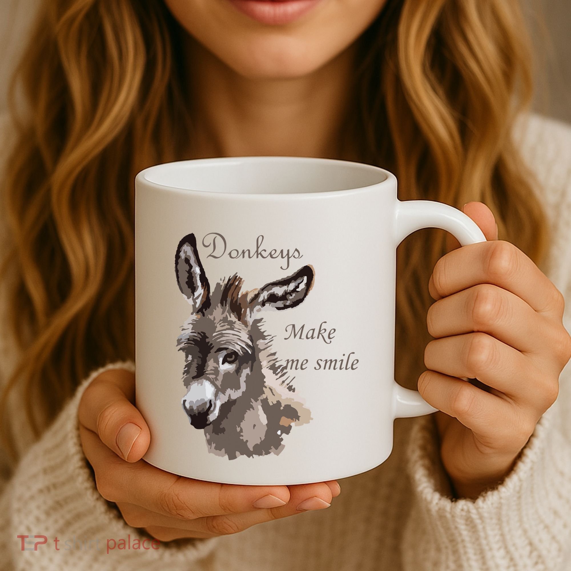 Donkeys Make Me Smile Cute Miniature DonkeyTail Lovers Coffee Mug