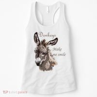 Donkeys Make Me Smile Cute Miniature DonkeyTail Lovers Women's Tank Top thumb 0