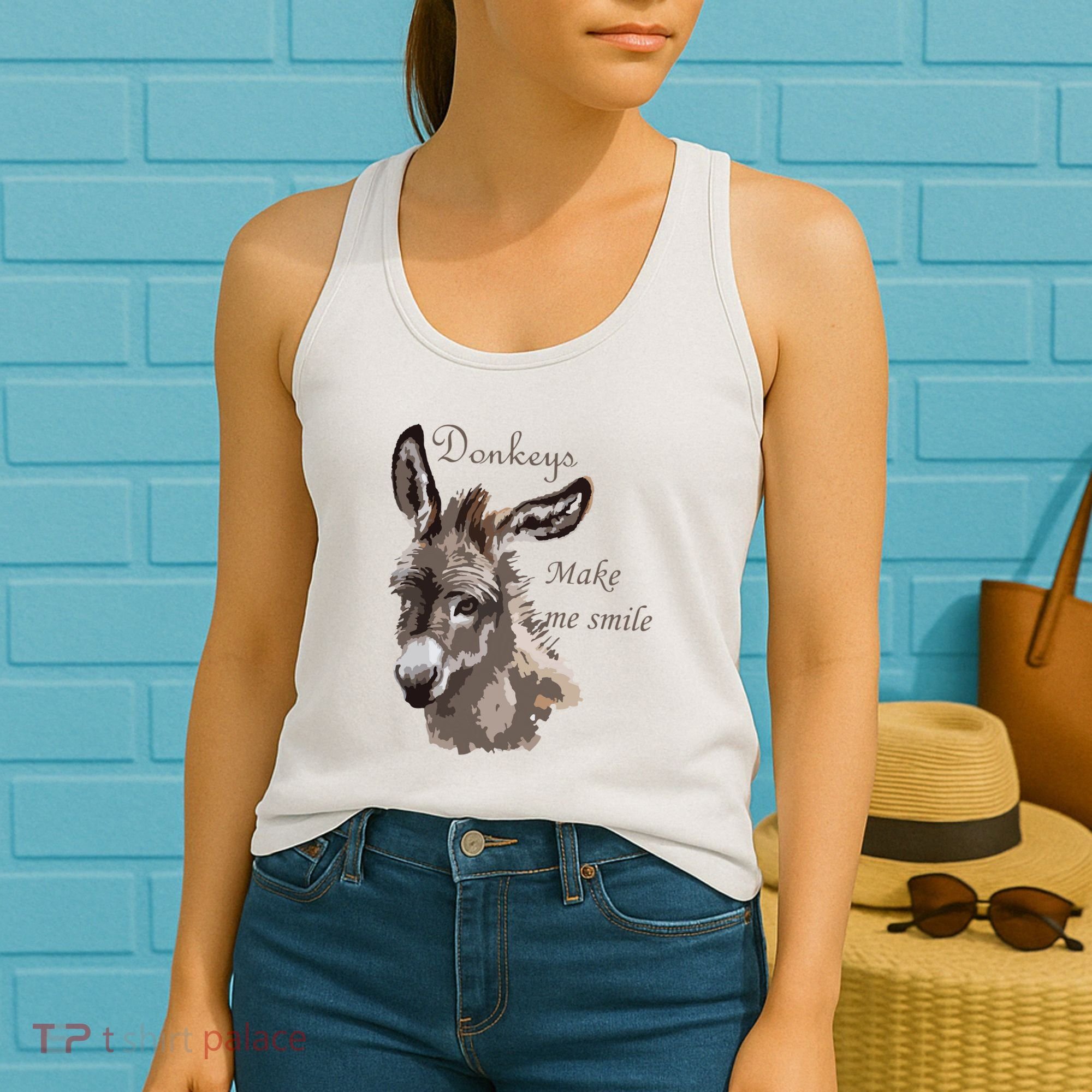 Donkeys Make Me Smile Cute Miniature DonkeyTail Lovers Women's Tank Top