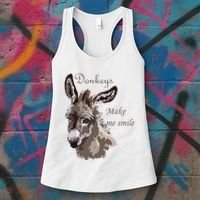 Donkeys Make Me Smile Cute Miniature DonkeyTail Lovers Women's Tank Top thumb 3