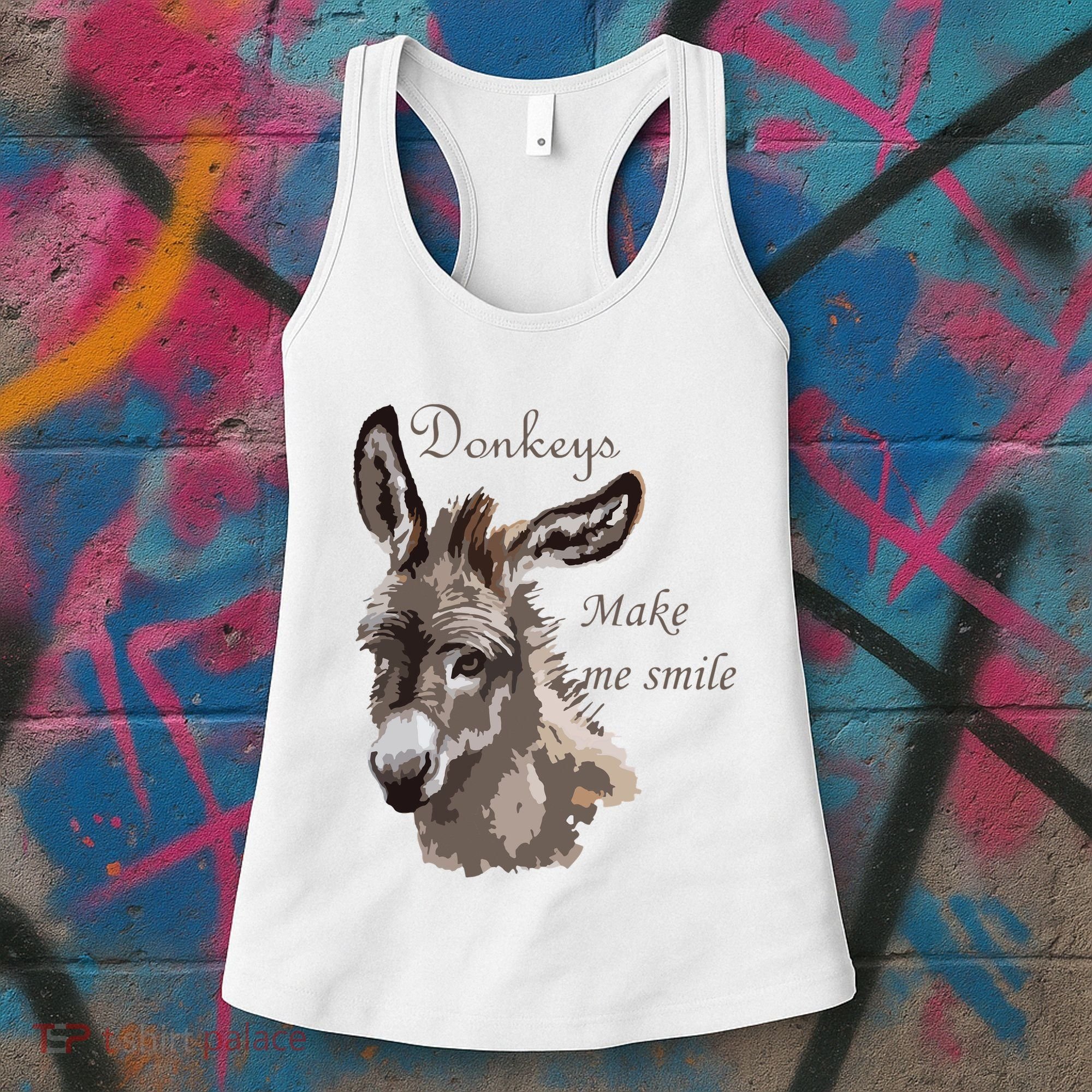 Donkeys Make Me Smile Cute Miniature DonkeyTail Lovers Women's Tank Top
