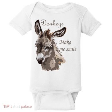 Donkeys Make Me Smile Cute Miniature DonkeyTail Lovers Baby Bodysuit