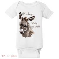 Donkeys Make Me Smile Cute Miniature DonkeyTail Lovers Baby Bodysuit thumb 0