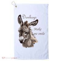 Donkeys Make Me Smile Cute Miniature DonkeyTail Lovers Golf Towel thumb 0