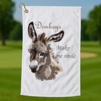 Donkeys Make Me Smile Cute Miniature DonkeyTail Lovers Golf Towel thumb 1