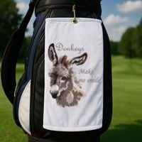Donkeys Make Me Smile Cute Miniature DonkeyTail Lovers Golf Towel thumb 2