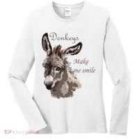 Donkeys Make Me Smile Cute Miniature DonkeyTail Lovers Women's Long Sleeve Shirt thumb 0