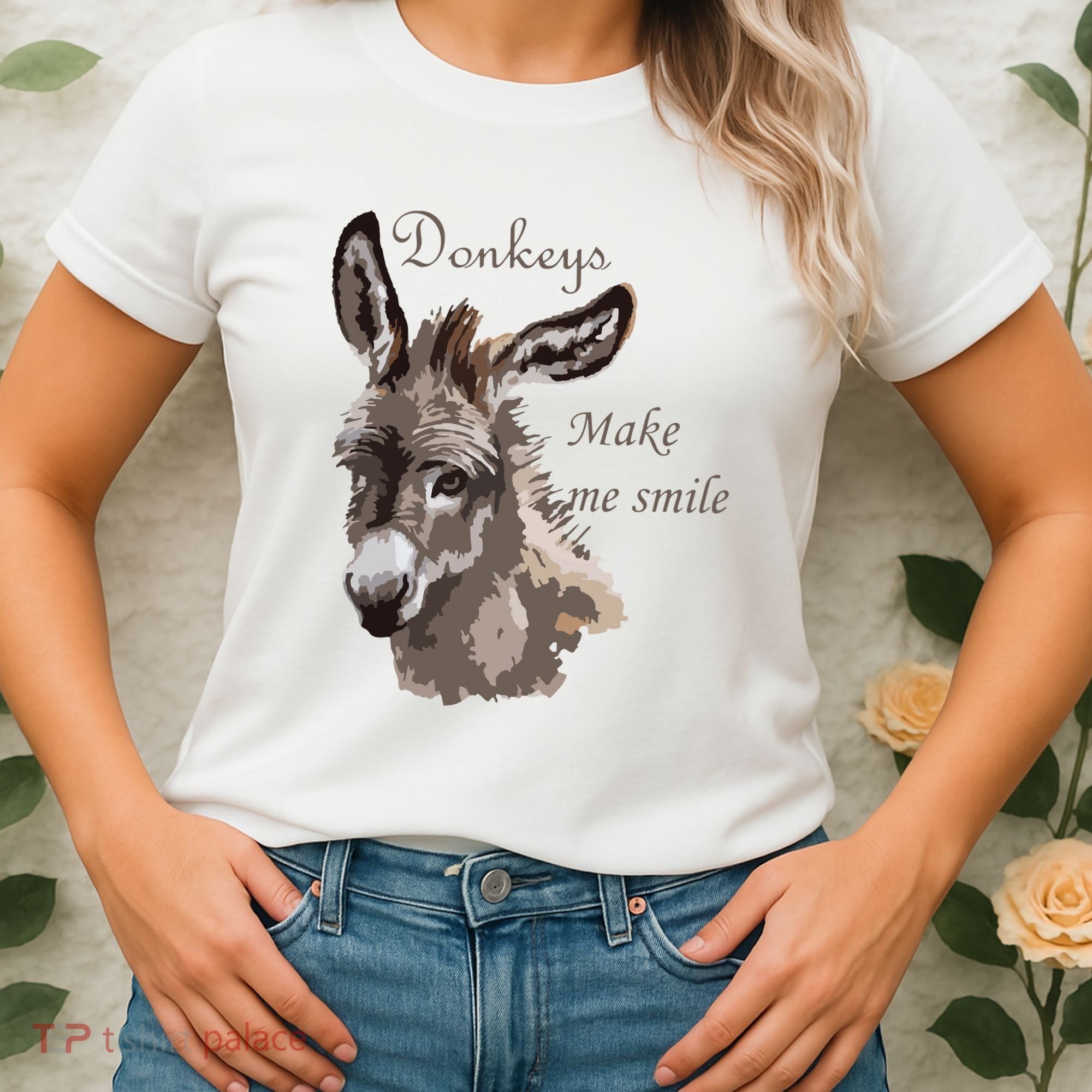 Donkeys Make Me Smile Cute Miniature DonkeyTail Lovers Women's T-Shirt