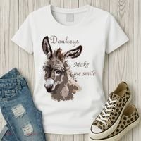 Donkeys Make Me Smile Cute Miniature DonkeyTail Lovers Women's T-Shirt thumb 3