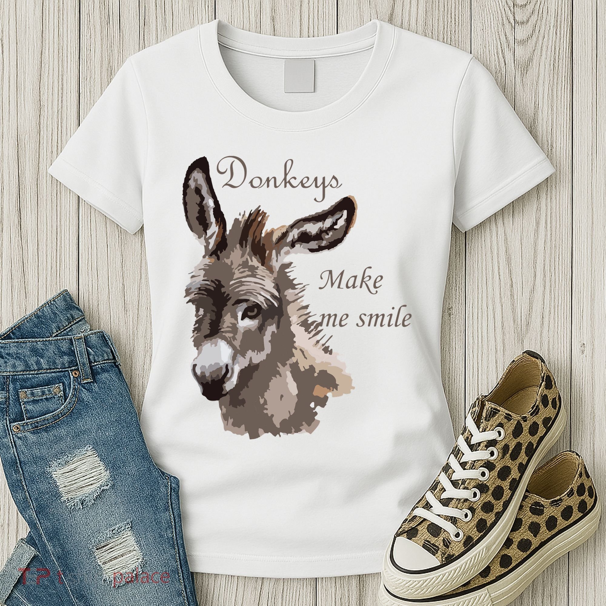 Donkeys Make Me Smile Cute Miniature DonkeyTail Lovers Women's T-Shirt