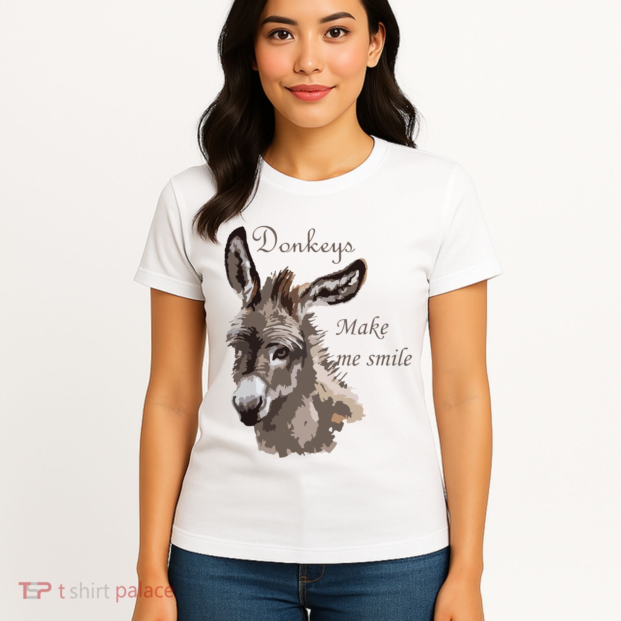 Donkeys Make Me Smile Cute Miniature DonkeyTail Lovers Women's T-Shirt
