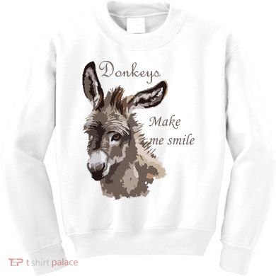 Donkeys Make Me Smile Cute Miniature DonkeyTail Lovers Kids Sweatshirt