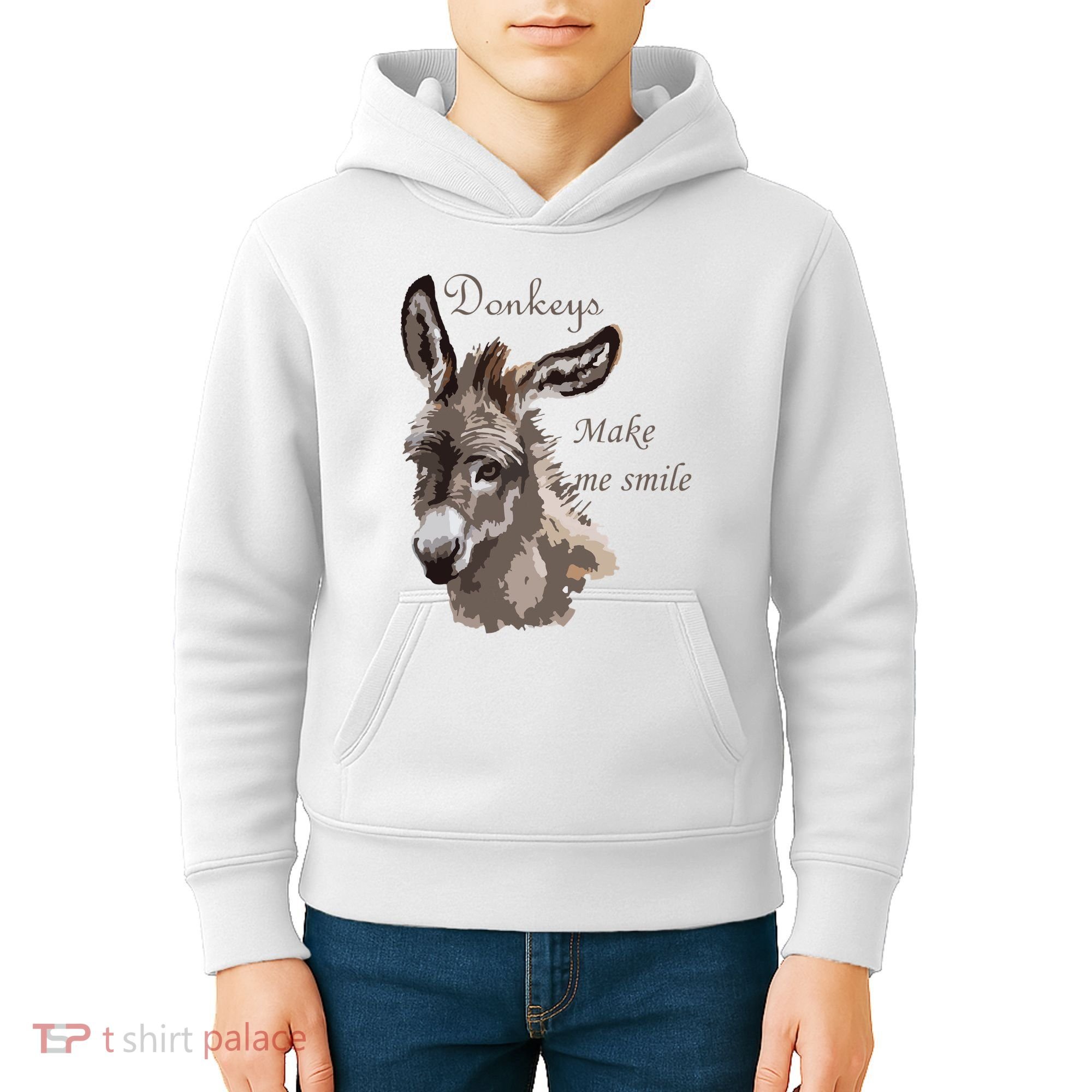 Donkeys Make Me Smile Cute Miniature DonkeyTail Lovers Kids Hoodie