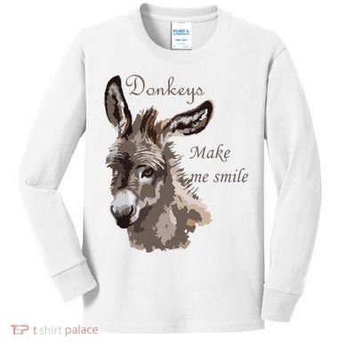Donkeys Make Me Smile Cute Miniature DonkeyTail Lovers Kids Long Sleeve Shirt