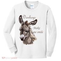 Donkeys Make Me Smile Cute Miniature DonkeyTail Lovers Kids Long Sleeve Shirt thumb 0