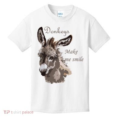 Donkeys Make Me Smile Cute Miniature DonkeyTail Lovers Kids T-Shirt