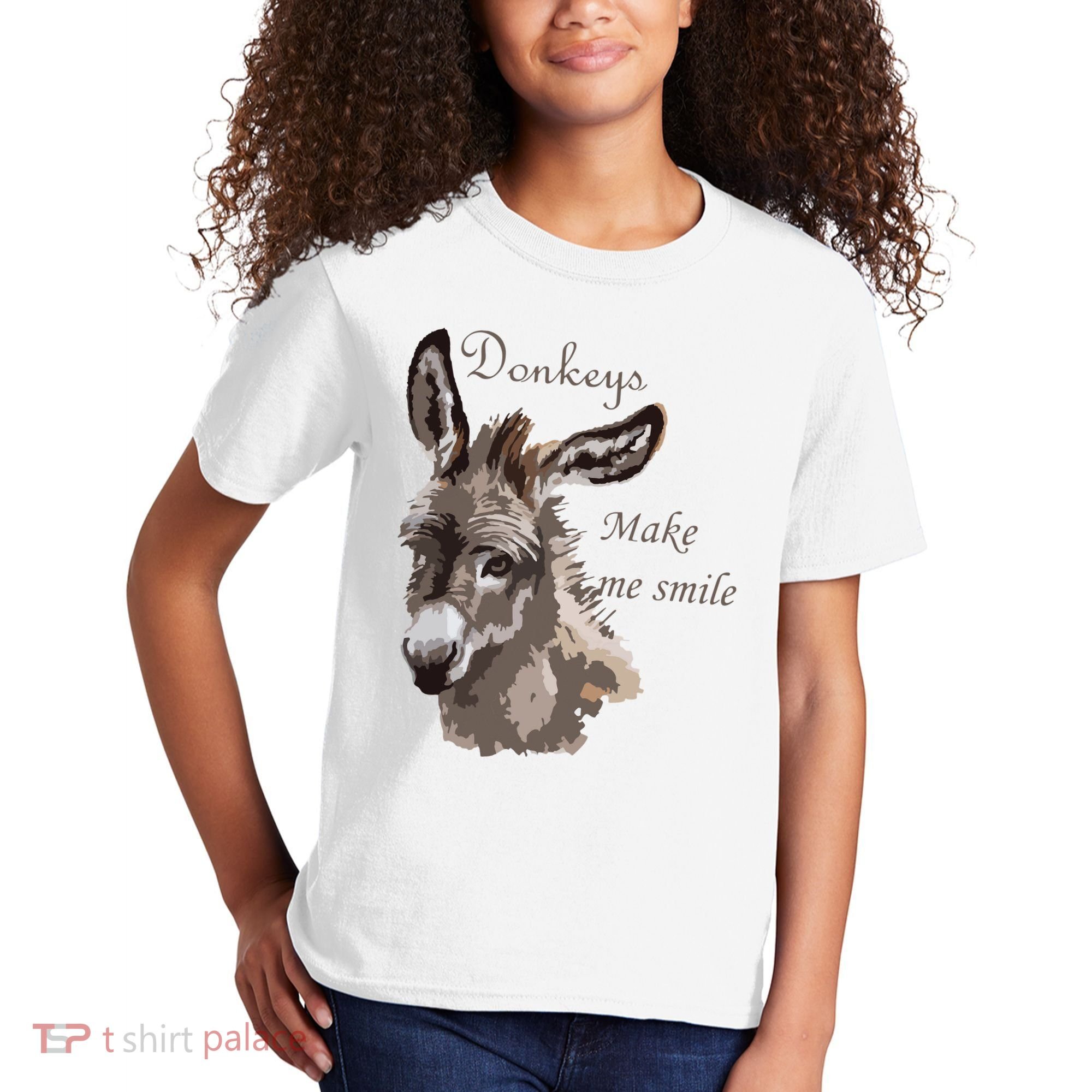 Donkeys Make Me Smile Cute Miniature DonkeyTail Lovers Kids T-Shirt