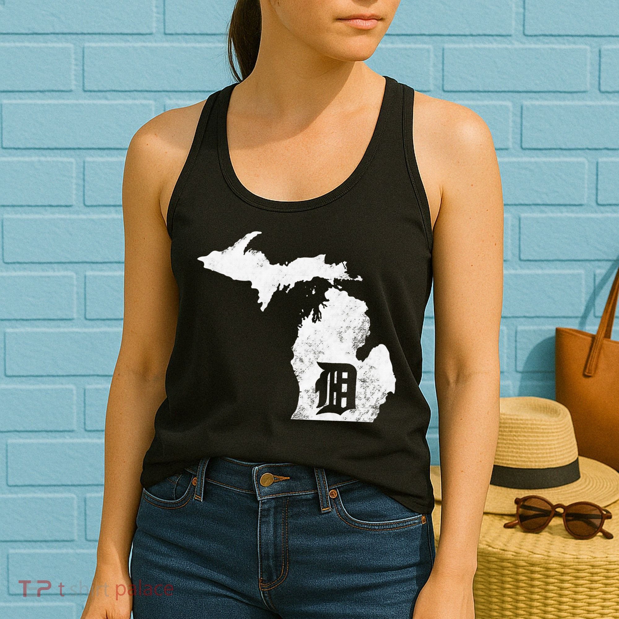 Detroit Michigan Motor City Midwest D Mitten Women's Tank Top