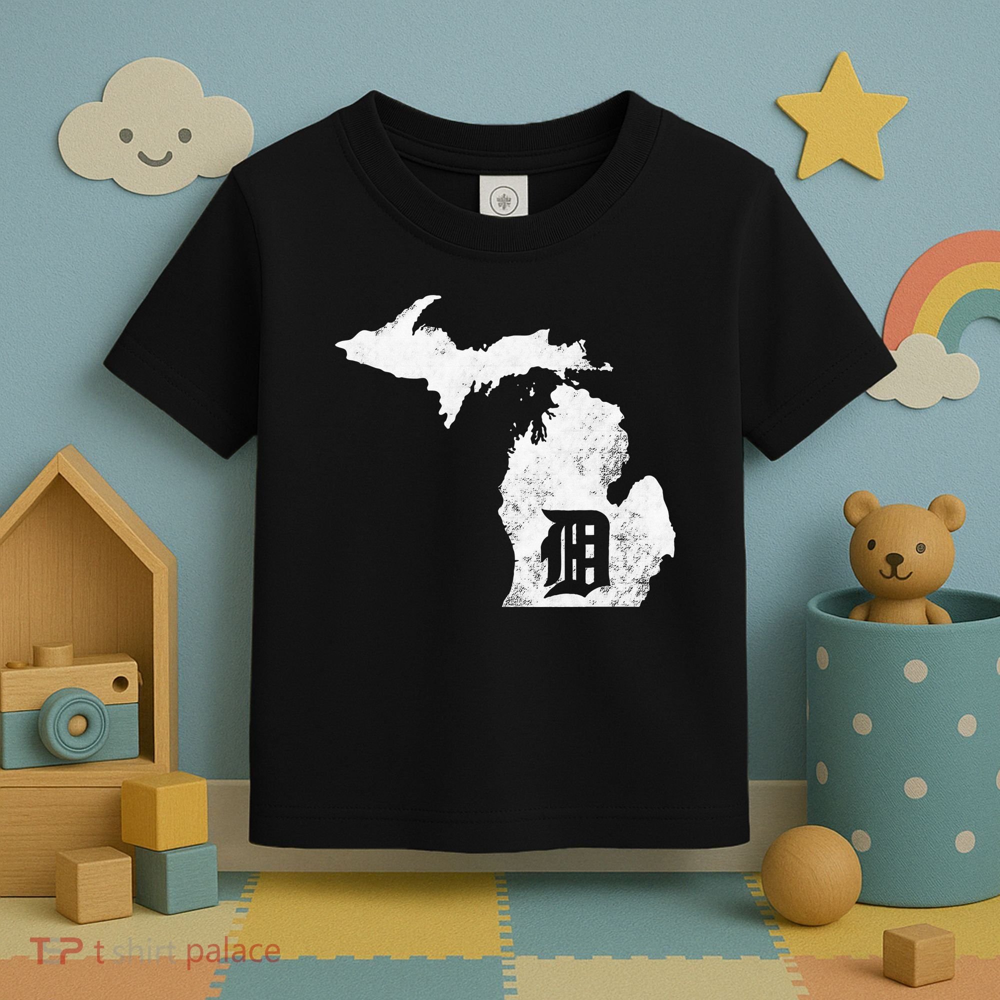Detroit Michigan Motor City Midwest D Mitten Toddler T-Shirt