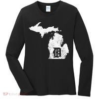 Detroit Michigan Motor City Midwest D Mitten Women's Long Sleeve Shirt thumb 0