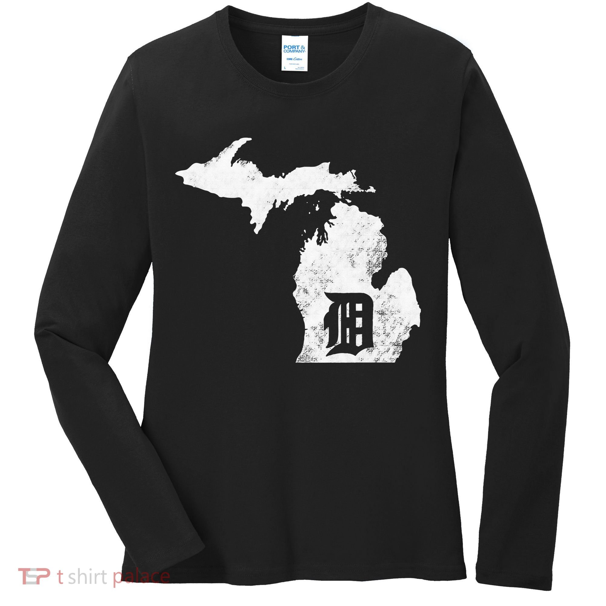 Detroit Michigan Motor City Midwest D Mitten Women's Long Sleeve Shirt