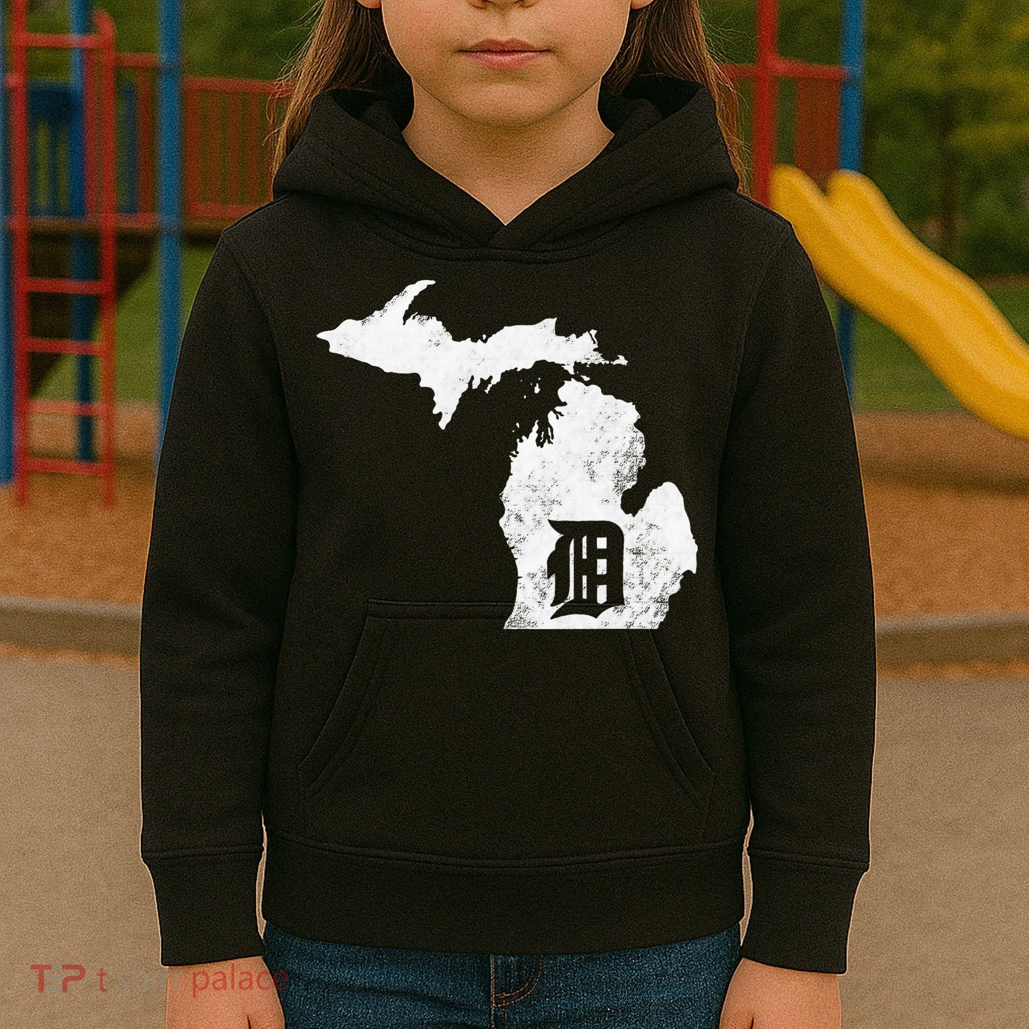 Detroit Michigan Motor City Midwest D Mitten Kids Hoodie