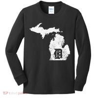 Detroit Michigan Motor City Midwest D Mitten Kids Long Sleeve Shirt thumb 0