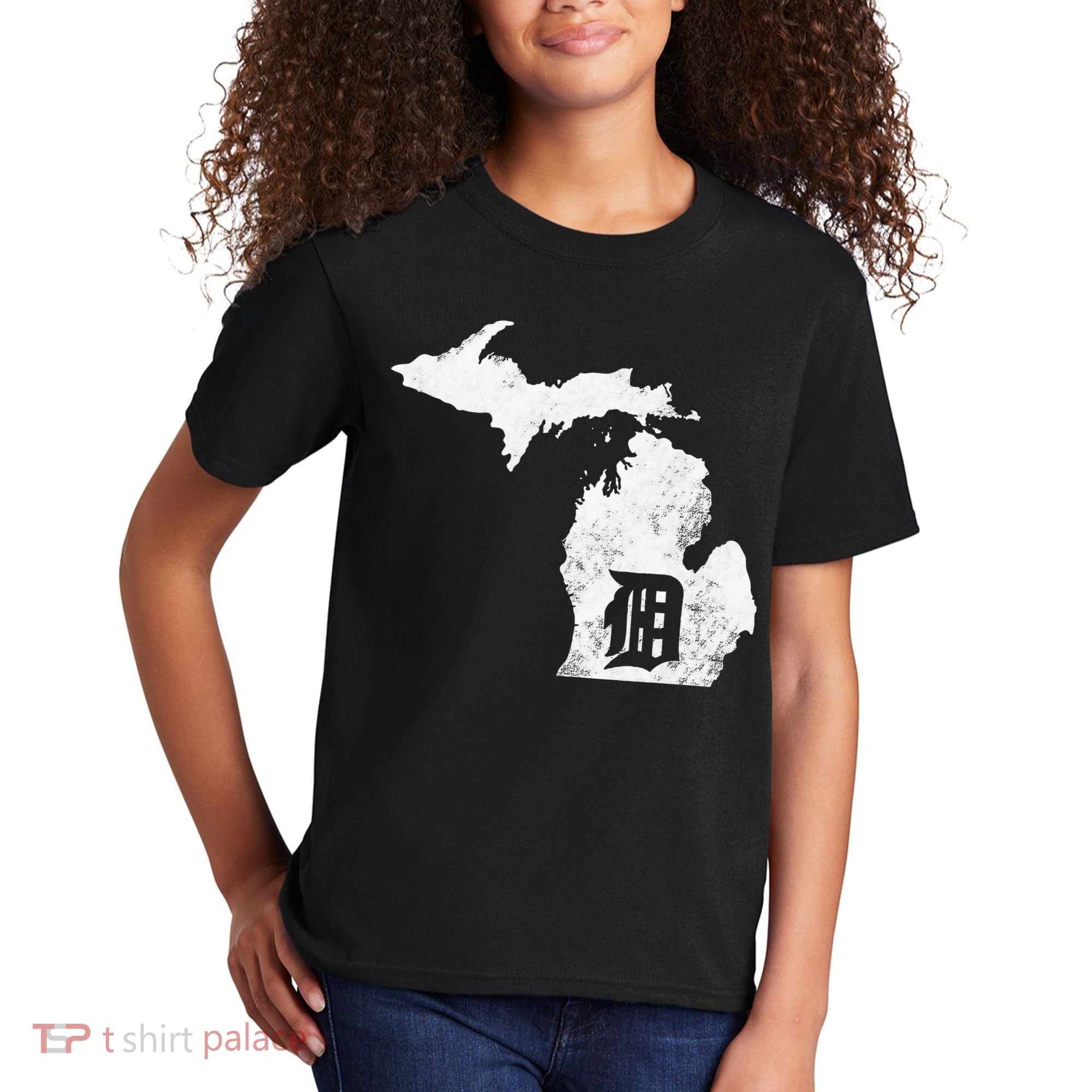 Detroit Michigan Motor City Midwest D Mitten Kids T-Shirt