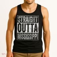 Distressed Mississippi Outfit MS Straight Outta Mississippi Tank Top thumb 3