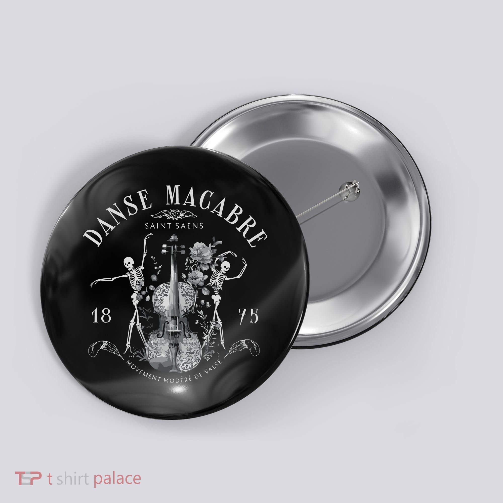 Danse Macabre Orchestra Skeleton Violin Button