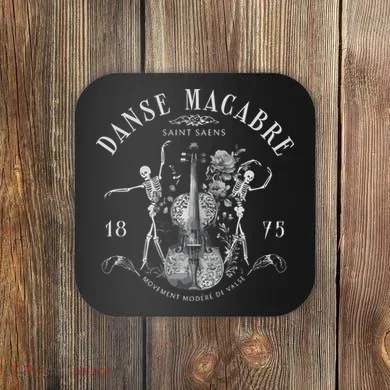 Danse Macabre Orchestra Skeleton Violin Coaster