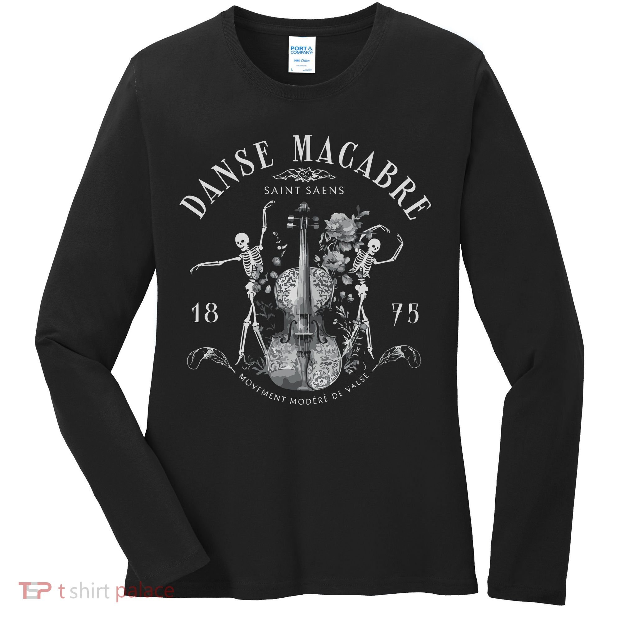 Danse Macabre Orchestra Skeleton Violin Women's Long Sleeve Shirt