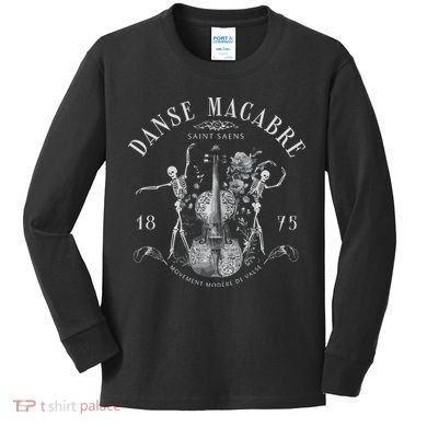 Danse Macabre Orchestra Skeleton Violin Kids Long Sleeve Shirt