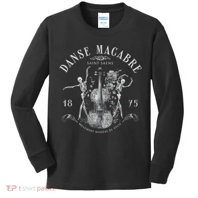 Danse Macabre Orchestra Skeleton Violin Kids Long Sleeve Shirt