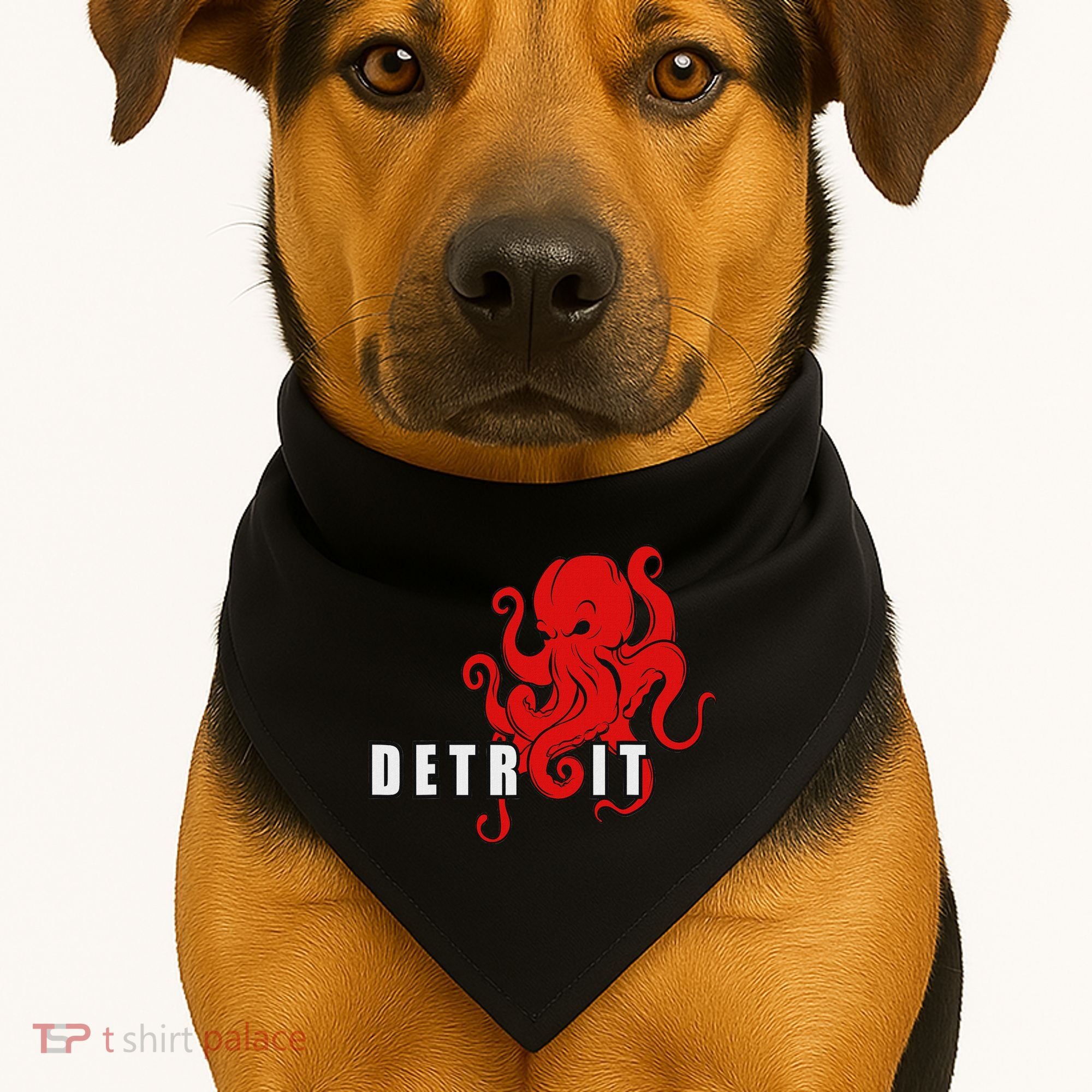 Detroit Michigan Octopus Kraken Downtown Motor City USA-Made Doggie Bandana
