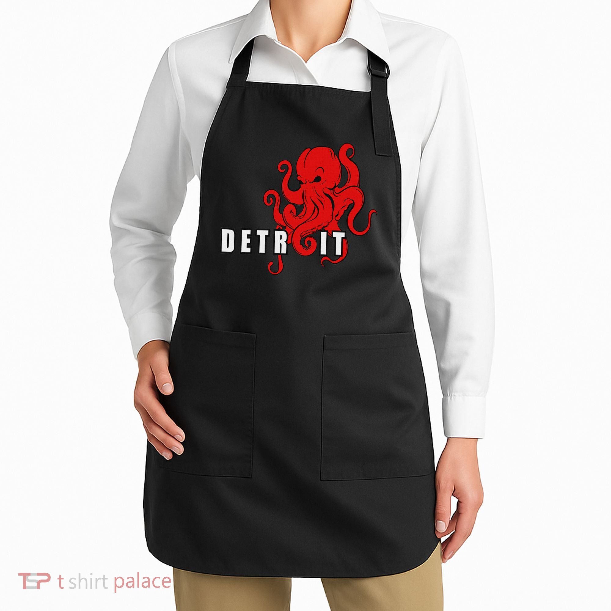 Detroit Michigan Octopus Kraken Downtown Motor City Apron